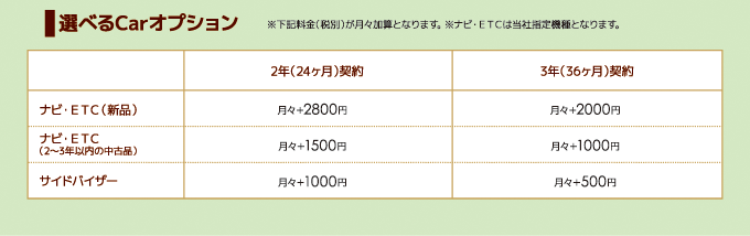 選べるCarオプション