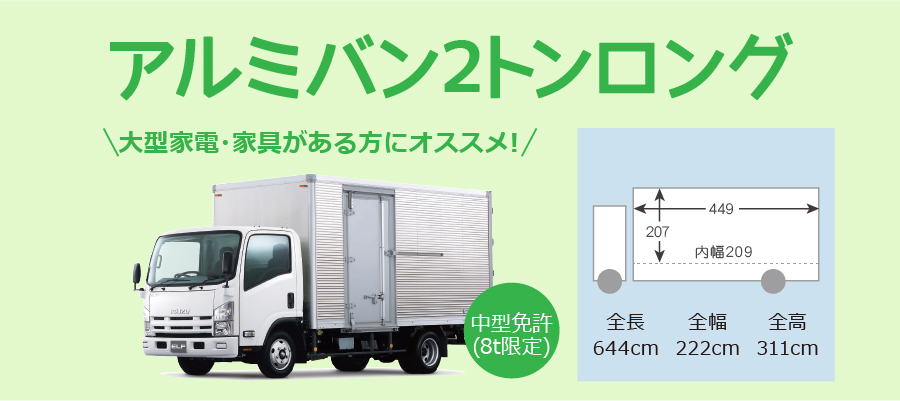 アルミバン2トンロング料金
